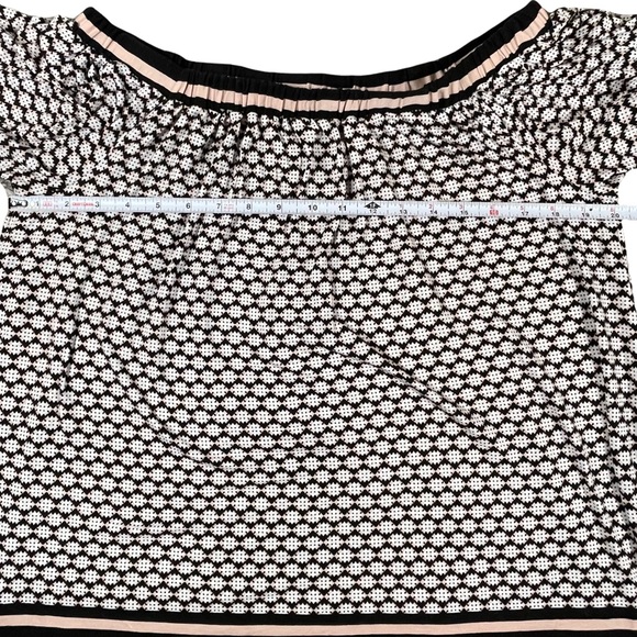 Max Studio small short ruffle sleeve wide elastic neck light pink & black shirt - Picture 9 of 12